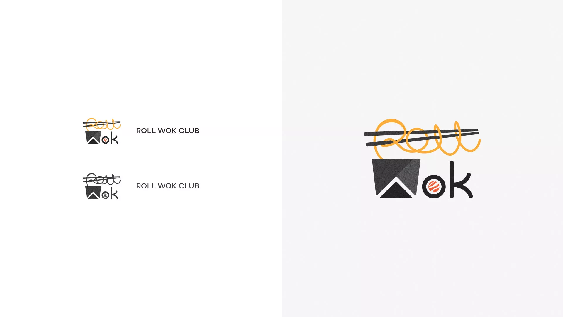 Разработка логотипа суши-бара «Roll Wok Club» в Переславле-Залесском